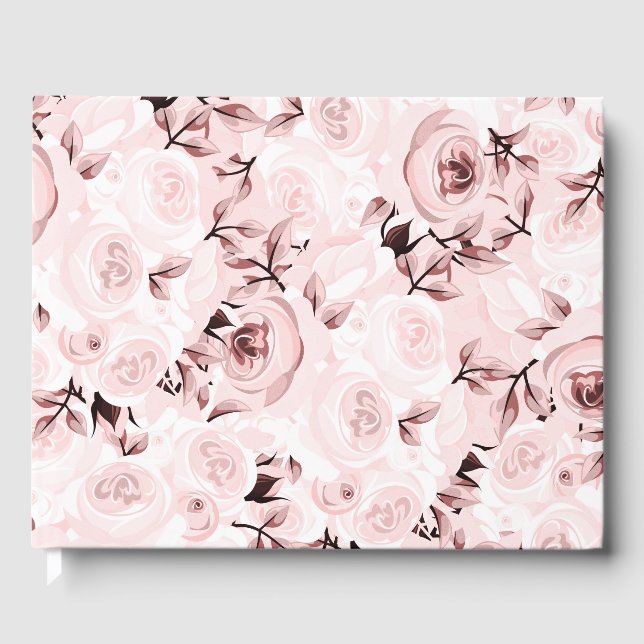 Rosa rosor shabby chic glamour elegant blommig brö gästböcker (Framsida)