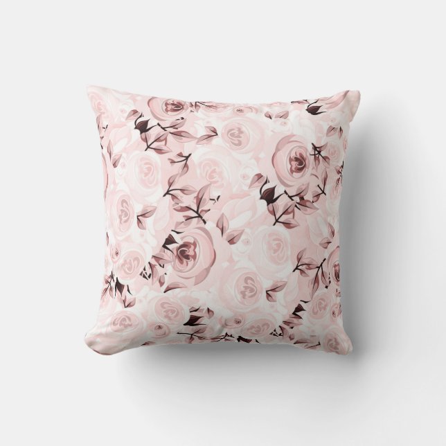 Rosa rosor shabby chic glamour elegant blomsterdek kudde (Framsida)