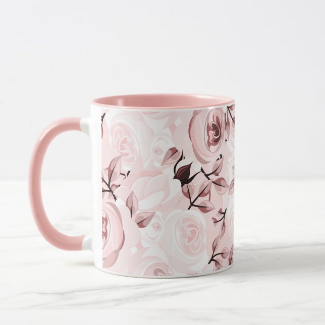 Rosa rosor shabby chic glamour mugg (Vänster)
