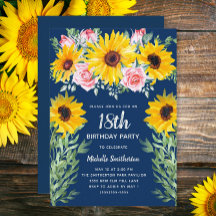 Rosa rosor solros Navyblå 18-årsdag