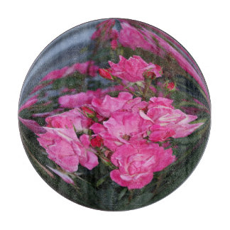 Rosa rosor spegeleffekt glasskärbräda