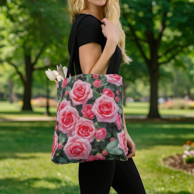 Rosa Rosor Toteväska Tygkasse (Skapare uppladdad)