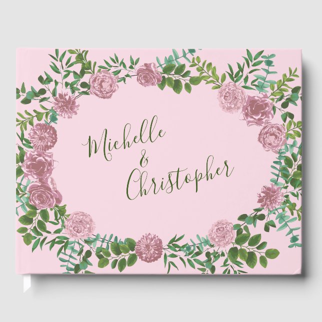 Rosa Rosor Trädgård Vårbröllop Gästböcker (Framsida)