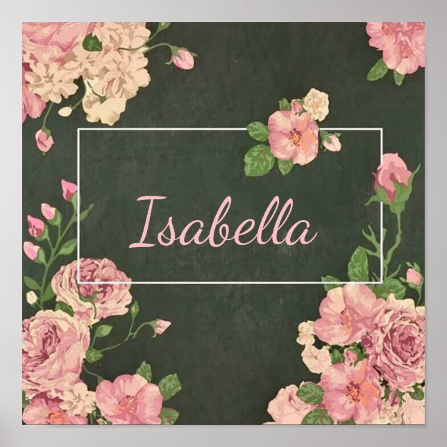 Rosa rosor tryck, värdeposter papper (matta) poster (Framsidan)