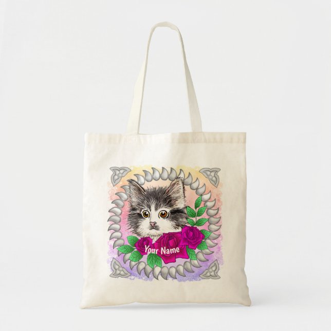 Rosa rosor Tuxedo Katt  Tygkasse (Framsidan)