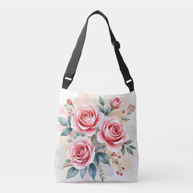 Rosa rosor Vacker Lyx Modern Kollektion Axelväska (Framsida)