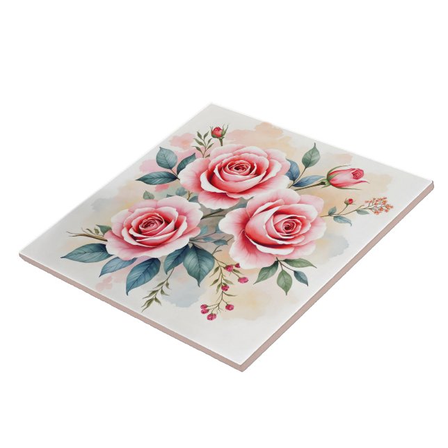 Rosa rosor Vacker Lyx Modern Kollektion Kakelplatta (Sidan)