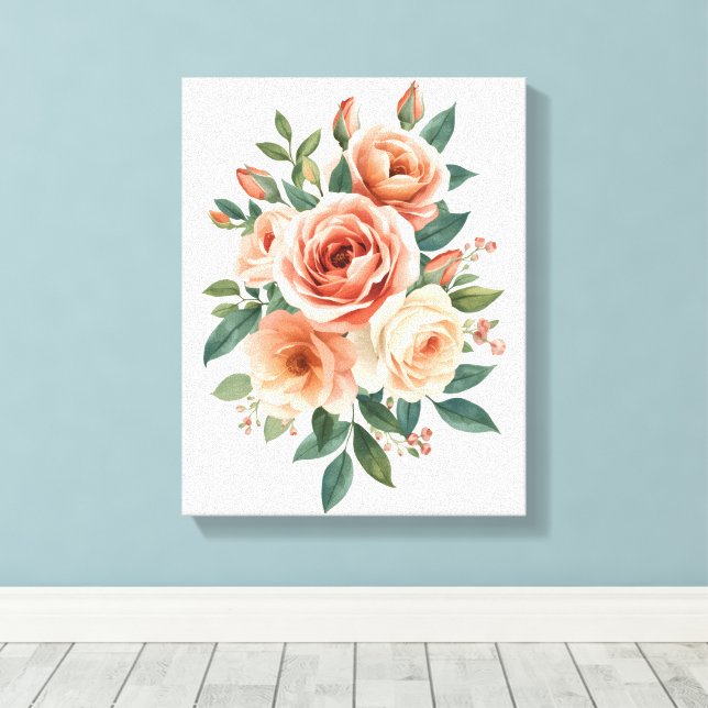 Rosa rosor Vattenfärg Blommig tryck (Insitu (trägolv))