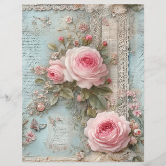 Rosa rosor Vintage skrotjournal Scrapbookpapper