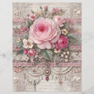 Rosa rosor Vintage skrotjournal Scrapbookpapper