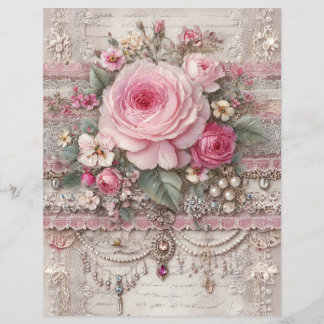 Rosa rosor Vintage skrotjournal Scrapbookpapper