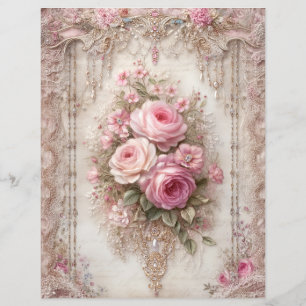 Rosa rosor Vintage skrotjournal Scrapbookpapper