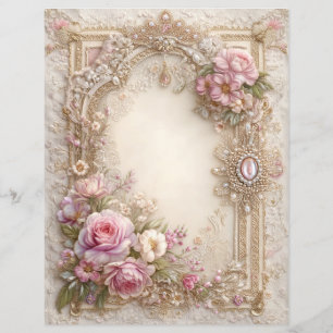 Rosa rosor Vintage skrotjournal Scrapbookpapper