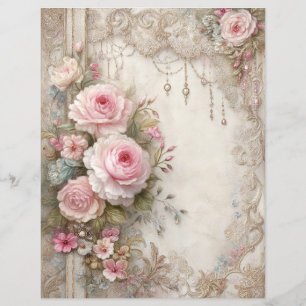 Rosa rosor Vintage skrotjournal Scrapbookpapper