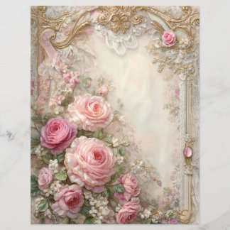 Rosa rosor Vintage skrotjournal Scrapbookpapper