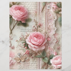 Rosa rosor Vintage skrotjournal Scrapbookpapper