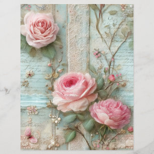 Rosa rosor Vintage skrotjournal Scrapbookpapper