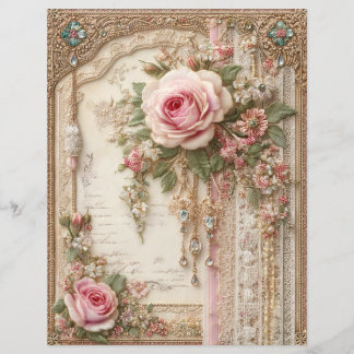 Rosa rosor Vintage skrotjournal Scrapbookpapper