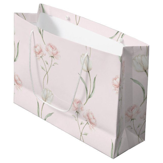 Rosa rosor Vita tulpaner Bröllopsdusch (Framsidan Vinklad)