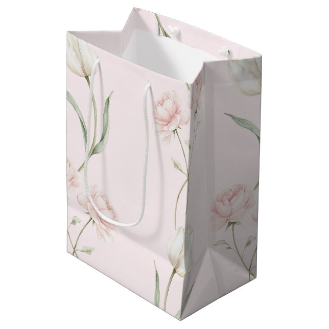 Rosa rosor Vita tulpaner Bröllopsdusch (Framsidan Vinklad)