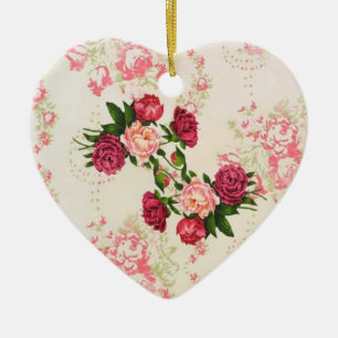 Rosa rosprydnad julgransprydnad keramik