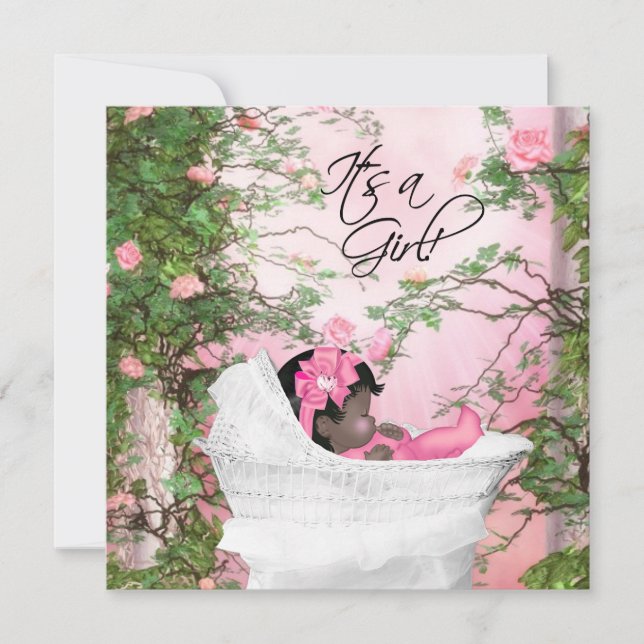 Rosa Rossträdgård Baby Shower Inbjudningar (Framsida)