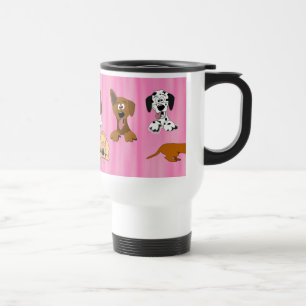 Rosa rostfri travel mug för tecknad hundhund resemugg