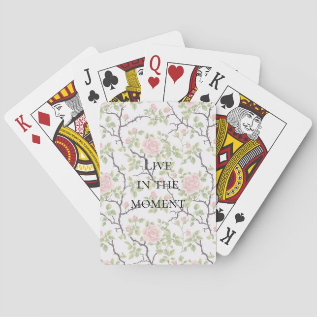 Rosa Röströs Blomster Casinokort (Baksidan)