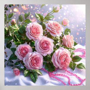 🌸Rosa Rosväggkonst för Romantisk Heminredning Poster