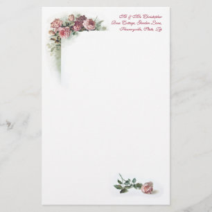 Rosa rosvintagebrevpapper brevpapper