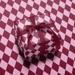 Rosa rött argyle mönster Presentpapper