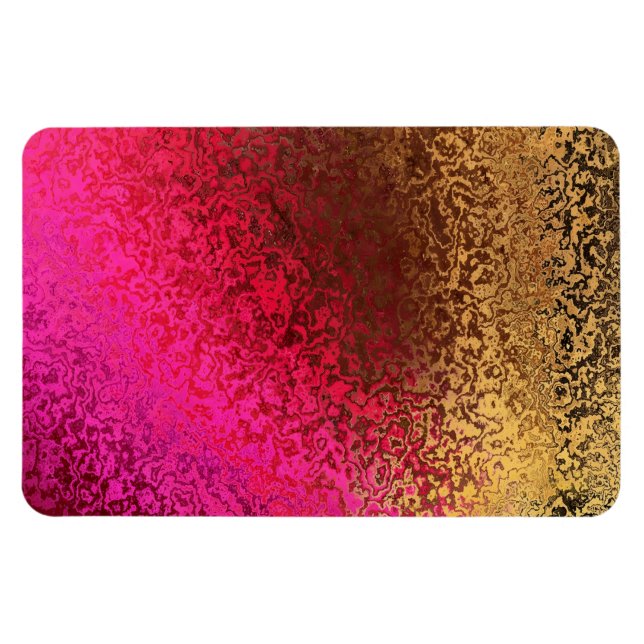 Rosa rött och guldmönster magnet (Horisontell)