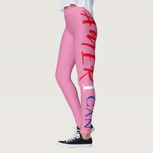 Rosa Rött vitt blått Black Woman African America Leggings