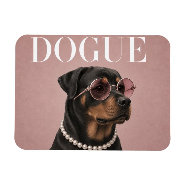 Rosa Rottweiler Hund Covergirl Magnet (Horisontell)