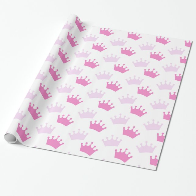 Rosa Royal Krona Fairytale Princess Party Presentpapper (Utrullad)