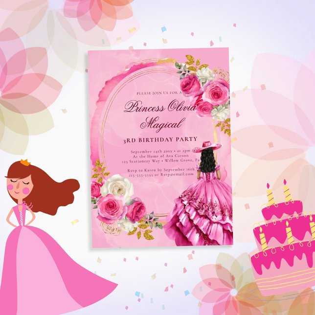 Rosa Royal Little Princess Birthday bjudande Inbjudningar (Skapare uppladdad)