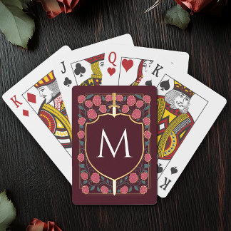Rosa Royal Medieval Sword & Shield Monogram Casinokort