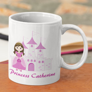 Rosa Royal Princess Castle Girl Birthday Kaffemugg