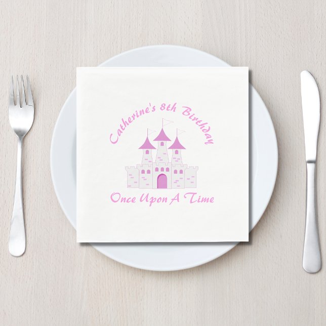 Rosa Royal Princess Castle Girl Birthday Pappersservett (Skapare uppladdad)