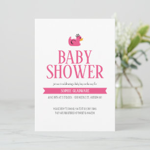 Rosa Rubber Anka Flicka Shower Inbjudningar