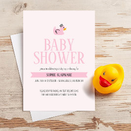 Rosa Rubber Anka Flicka Shower Inbjudningar