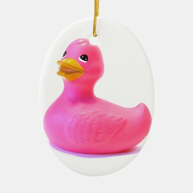 Rosa Rubber Anka Julgransprydnad Keramik (Framsidan)