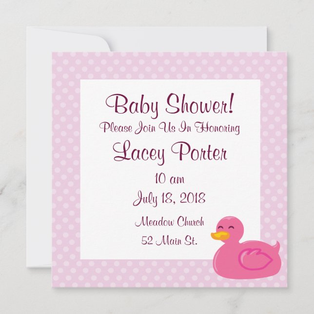 Rosa Rubber Ducky Baby Shower-inbjudningar Inbjudningar (Framsida)