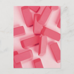 Rosa Rubber Erasers Vykort