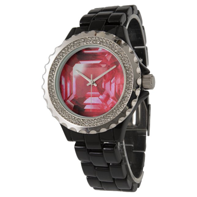 Rosa Ruby Gemstone Armbandsur (Vinklad)
