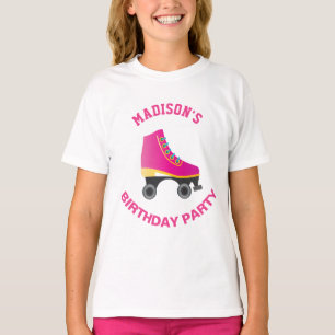 Rosa rullskridsko födelsedagsfest t shirt