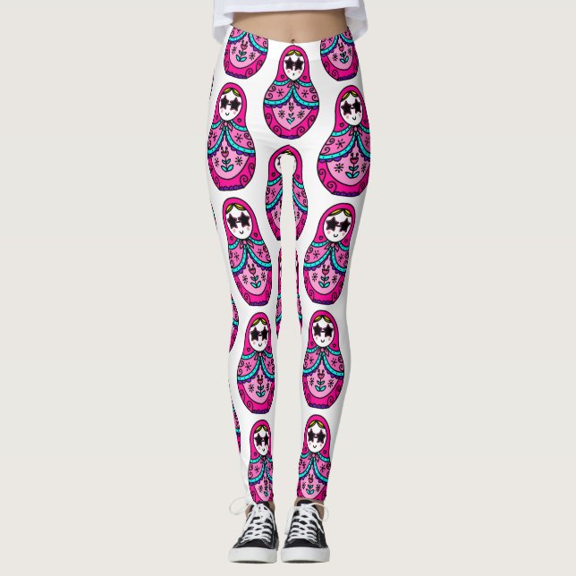 rosa Russian Doll Leggings (Framsida)