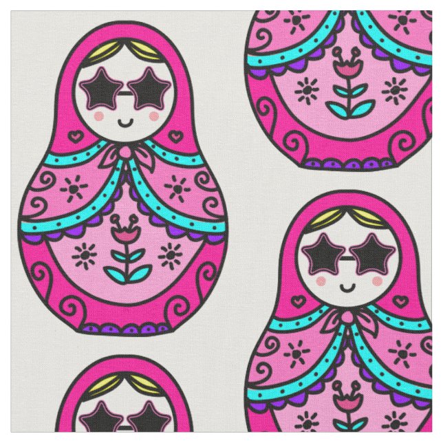 rosa Russian Doll Tyg (Närbild)