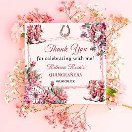 Rosa Rustic Boho Western Charra Theme Quinceanera Pappersservett