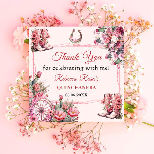 Rosa Rustic Boho Western Charra Theme Quinceanera Pappersservett